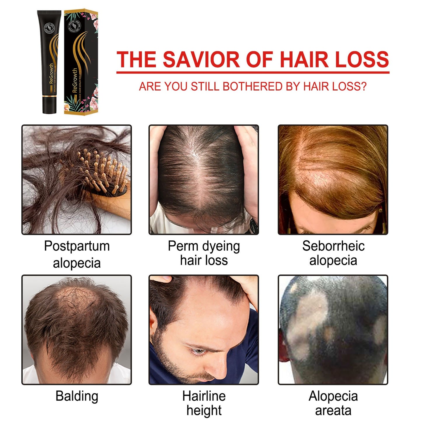 Organic Hair Regrowth Serum Roller Set – Anti Hair Loss Treatment & Scalp Nourishing Formula